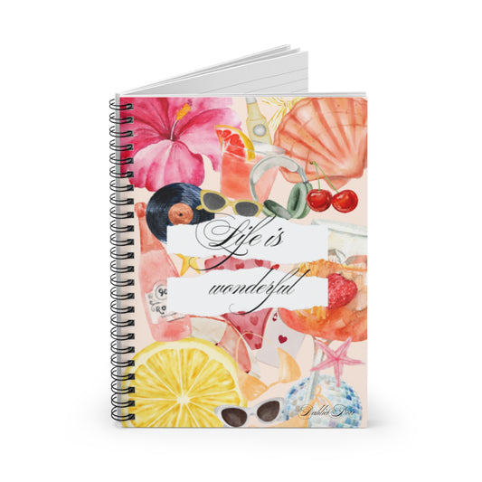 Spiral Notebook - Life's Wonderful, Journal for Inspiration, Gift for Students, Creativity Notebook, Floral Design, Ruled Pages