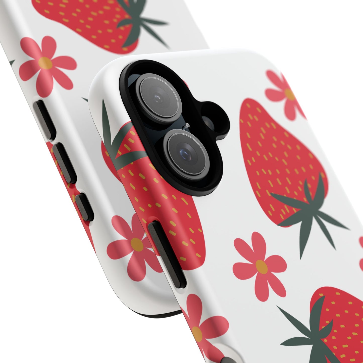 Strawberry Floral Phone Case, Tough Cases for Plant Lovers, Gifts for Her, Cute Phone Accessories, Summer Vibe Tech Gear