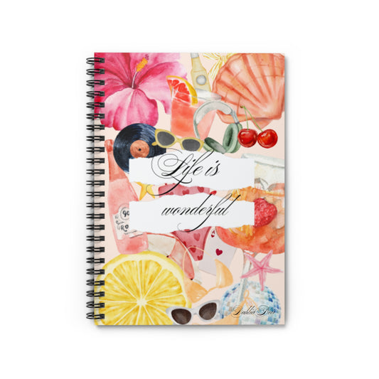 Spiral Notebook - Life's Wonderful, Journal for Inspiration, Gift for Students, Creativity Notebook, Floral Design, Ruled Pages