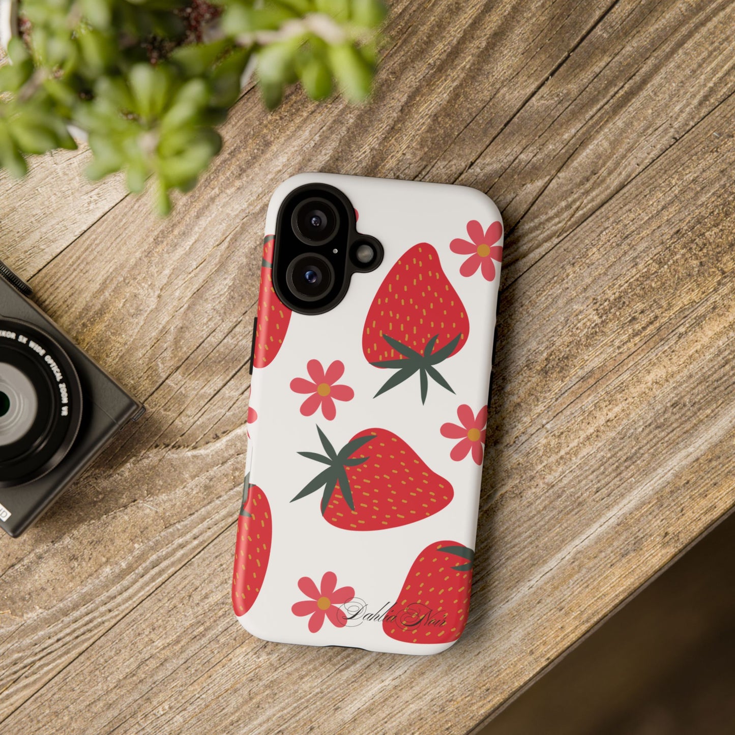 Strawberry Floral Phone Case, Tough Cases for Plant Lovers, Gifts for Her, Cute Phone Accessories, Summer Vibe Tech Gear