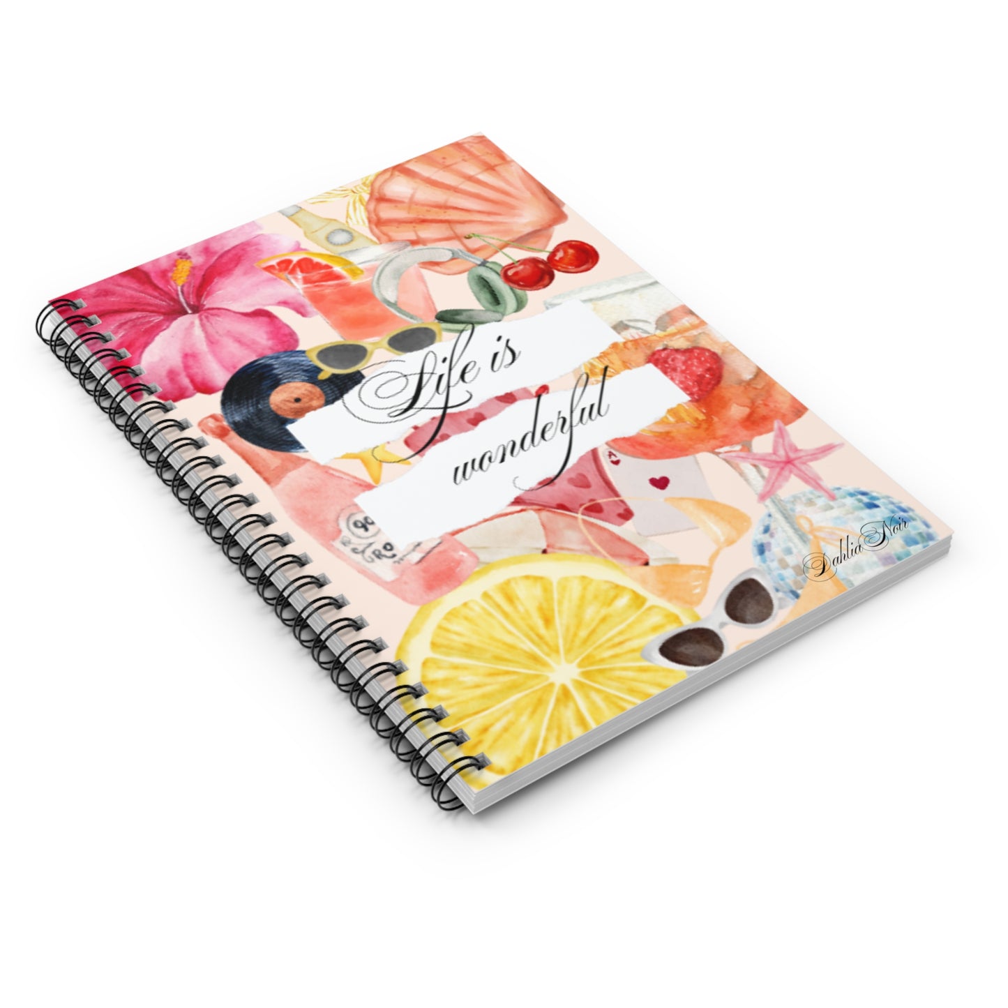 Spiral Notebook - Life's Wonderful, Journal for Inspiration, Gift for Students, Creativity Notebook, Floral Design, Ruled Pages